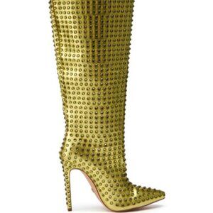 AZALEA WANG " CASCADED GEMS " GOLD STILETTO BOOT( BRAND NEW !!!!!!!!!!!!!